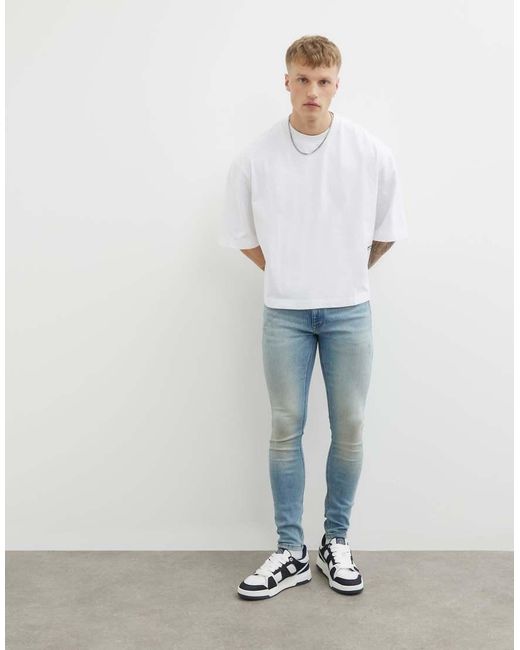 River Island White Spray On Skinny Jeans for men