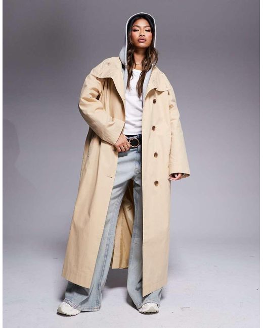 ASOS Gray Weekend Collective Funnel Neck Trench Coat