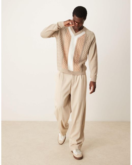 Pull décontracté en maille torsadée - taupe ASOS pour homme en coloris Natural