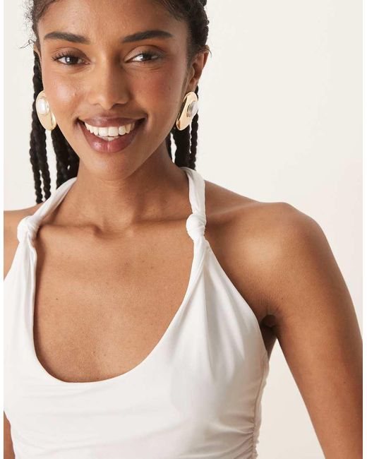 Top Allacciato Al Collo Bianco Con Nodi di Abercrombie & Fitch in Green
