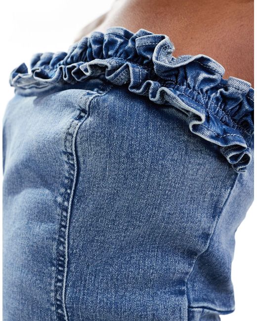 ASOS Blue – trägerloses jeans-midikleid