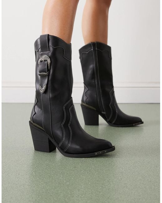 Buffalo Black West Buckle Boot