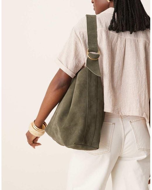 Barney's Originals Green Suede Shoulder Bag