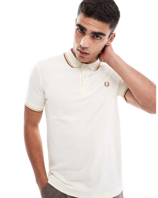 Fred Perry Poloshirt Met Dubbel Gekleurde Randjes in het White voor heren