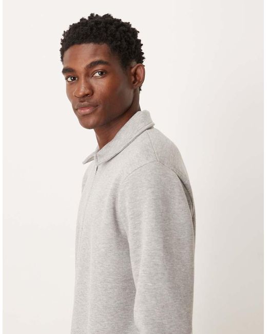 ASOS Natural Quarter Zip Sweatshirt With Collar for men
