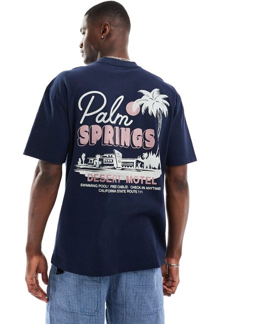 T-shirt coupe carrée avec imprimé palm springs au dos Hollister pour homme en coloris Blue