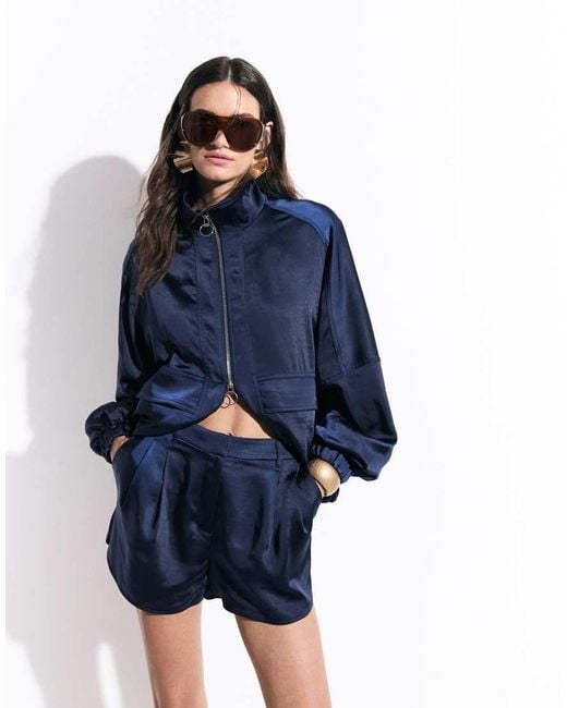 ASOS Blue Tailored Satin Runner Short
