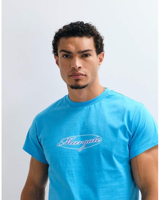 Reclaimed Vintage Blue Slogan T-shirt for men