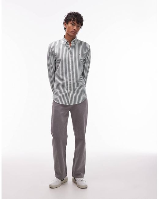 Tommy Hilfiger Gray Flannel Stripe Shirt for men