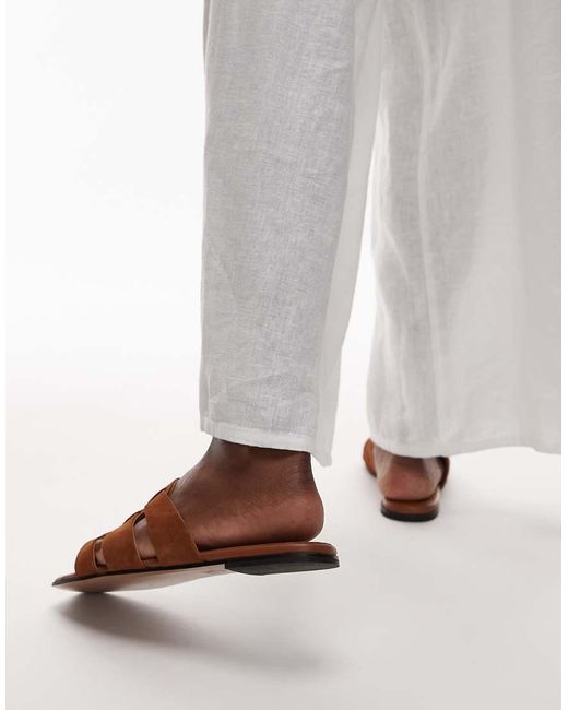 ARKET Echte Suède Sandalen Met Gekruiste Bandjes in het Gray