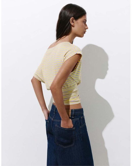 Pull&Bear Natural Gathered Asymmetric Top