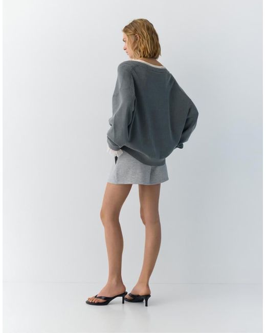 Pull&Bear Gray V-Neck Jumper