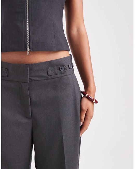 Vero Moda Blue Tailored Pleat Front Wide Leg Trouser With Adjustable Button Waist