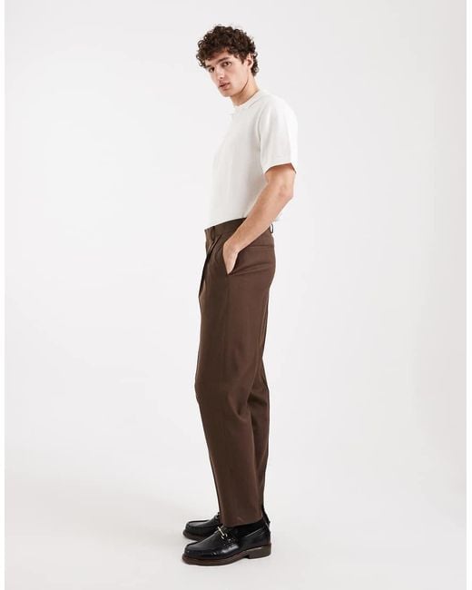 ASOS White Wool Rich Premium Relaxed Tapered Dress Pants With Pleats for men