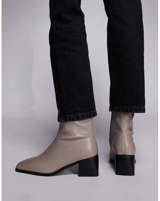 Botines Color Piedra Con Tacón Grueso Nimer De Simmi London-Neutro SIMMI de color Black