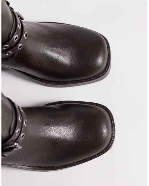 ASOS Black Cassandra Eyelet Biker Boot