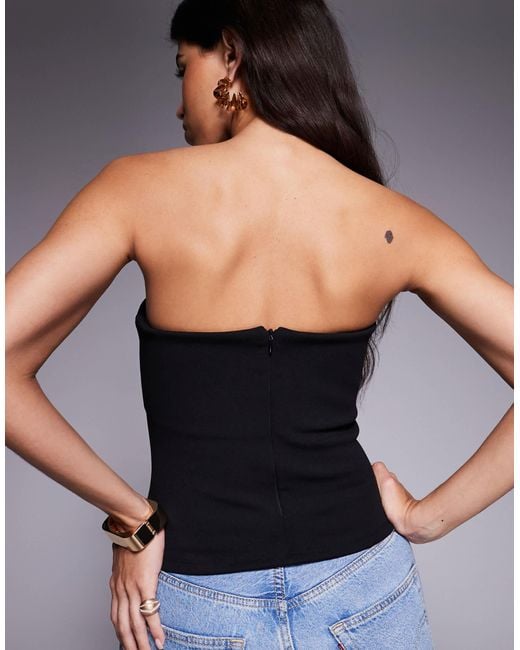 ASOS Black Crepe Bandeau Top With Cutout