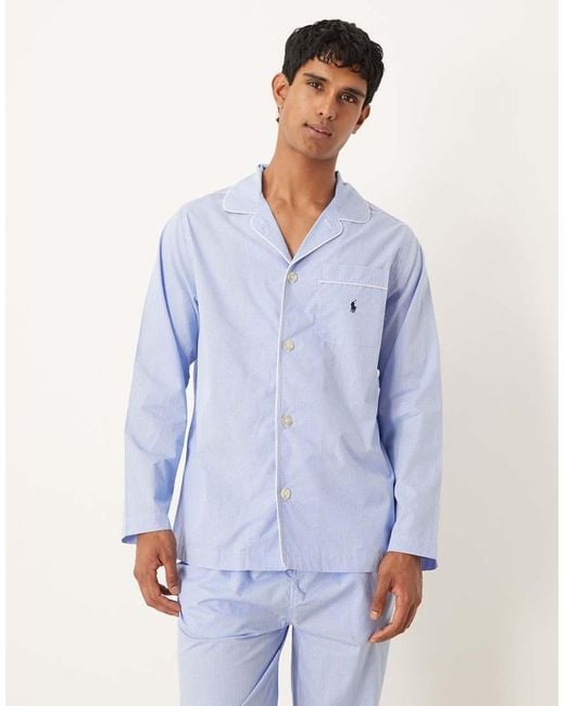 Pijama A Cuadros Vichy Azules Con Logo Icon De Polo Ralph Lauren de hombre de color Blue