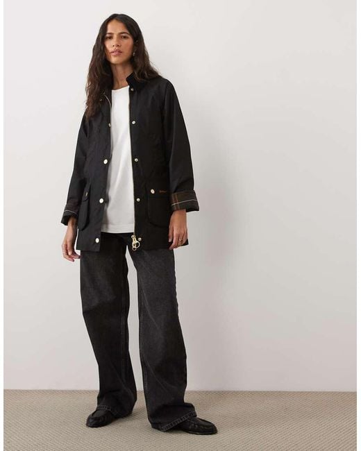 Barbour Black Beadnell Long Wax Jacket