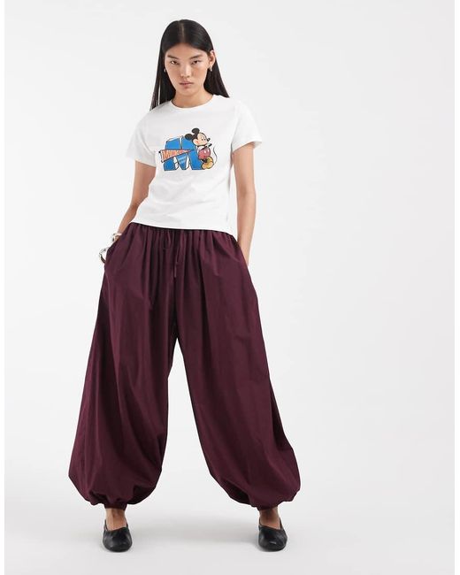 ASOS White Disney Relaxed Tee With Mickey Mouse Embroidered Print