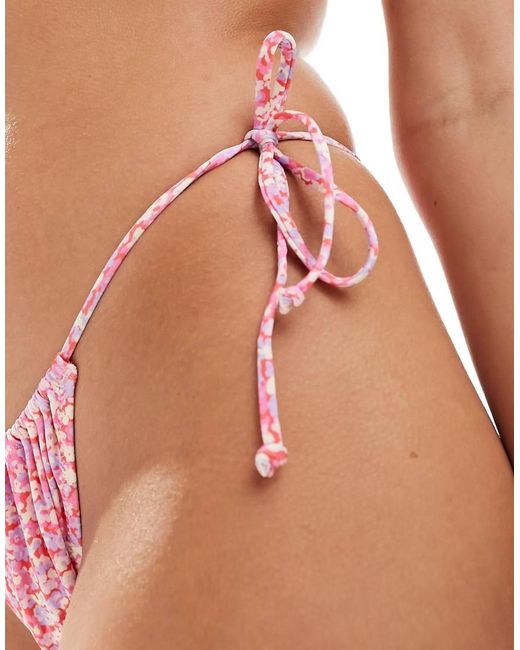 & Other Stories Pink Floral Print Tie Waist Bikini Bottom