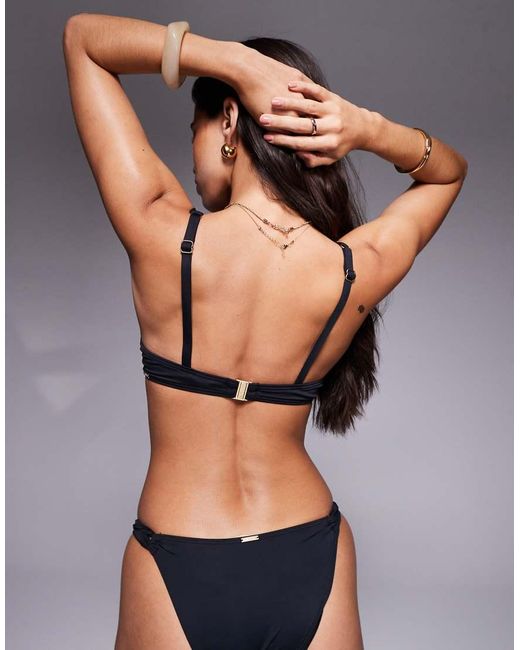 KBX Black Underwire V Front Bikini Top With Removable Padding