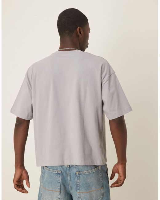 ASOS Natural Boxy T-shirt With Text Graphic for men