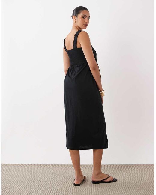 Mama.licious Black Mamalicious Maternity Shirred Bust Detail Midi Dress