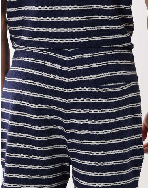 Polo Ralph Lauren Blue Icon Logo Knitted Striped Shorts for men