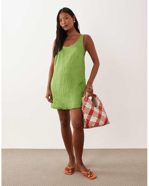 ASOS Green Asos Design Petite Shift Mini Dress With Bow Back Detail