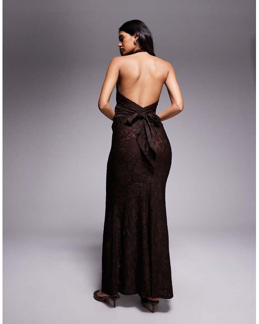 ASOS Purple Devore Lace Halterneck Maxi Dress With Ruching