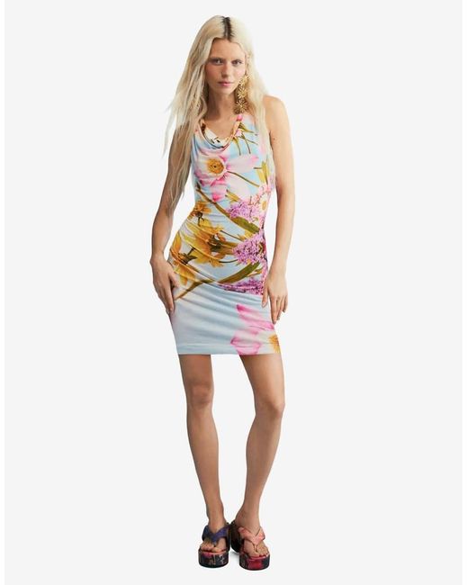 Desigual Blue Sleeveless Printed Dress