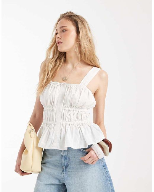 ASOS White Cami With Ruched Detail And Bows