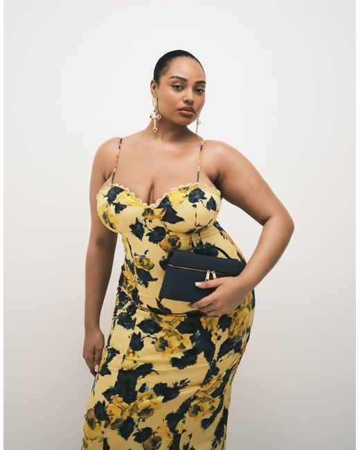 ASOS Metallic Asos Design Curve Cotton Sateen Cami Maxi Sundress With Bust Detailing
