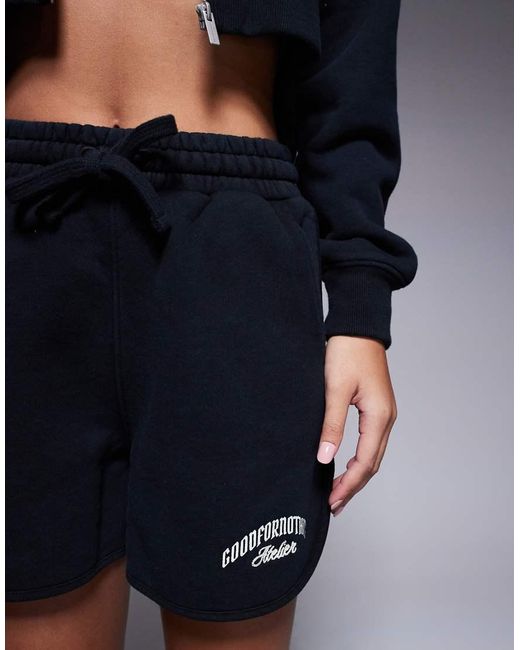Pantalones Cortos Negros Con Logo De Tejido De Sudadera De (Parte De Un Conjunto) Good For Nothing de color Blue