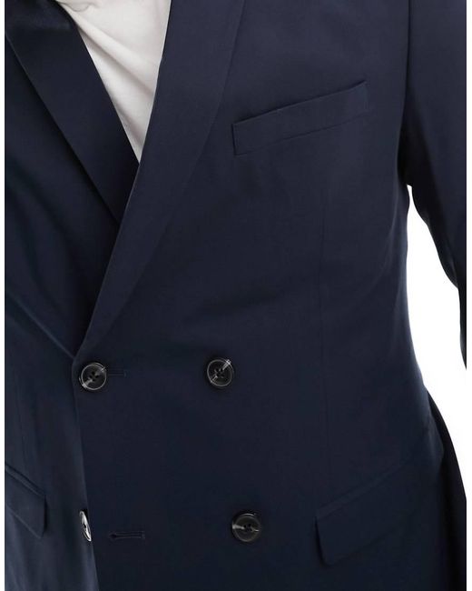 Jack & Jones Blue Premium Double Breasted Suit Jacket for men