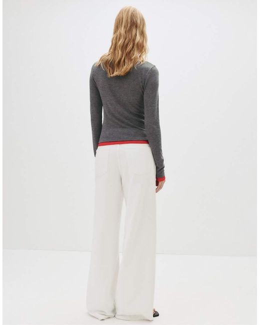 T-Shirt Grigia Doppio Strato Con Maniche Lunghe di Pull&Bear in Gray