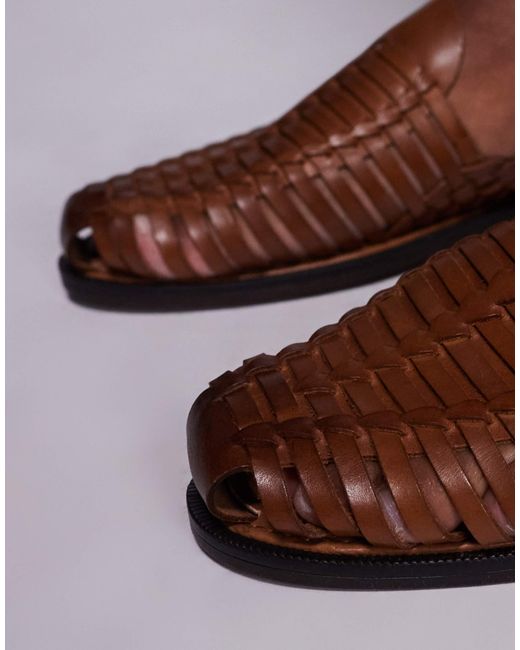 Sandales style pêcheur en cuir tressé - fauve ASOS pour homme en coloris Brown