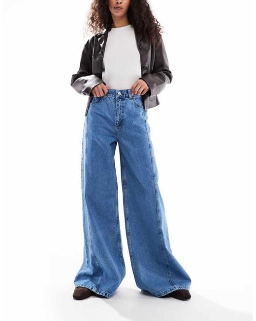Miss Selfridge Blue Seam Detail Flare Jeans