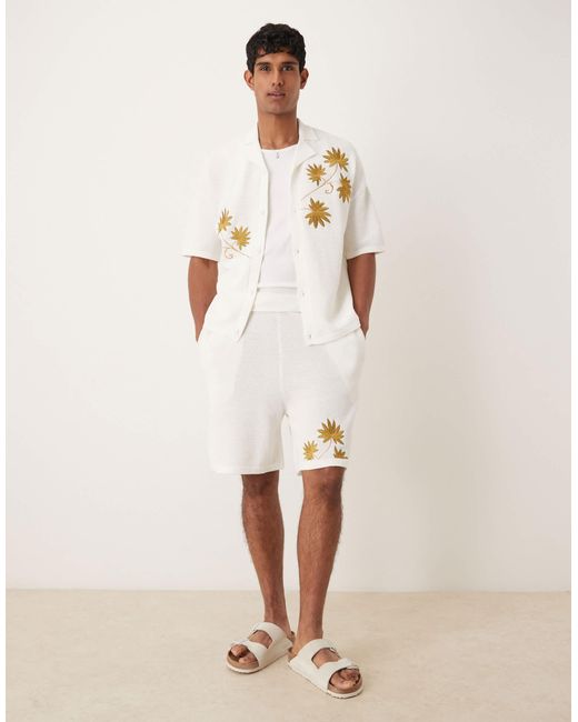 ASOS Natural Oversized Textured Knitted Shorts Co-ord for men