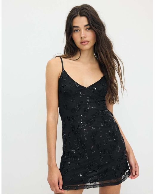 Stradivarius Blue Rhinestone Short Dress