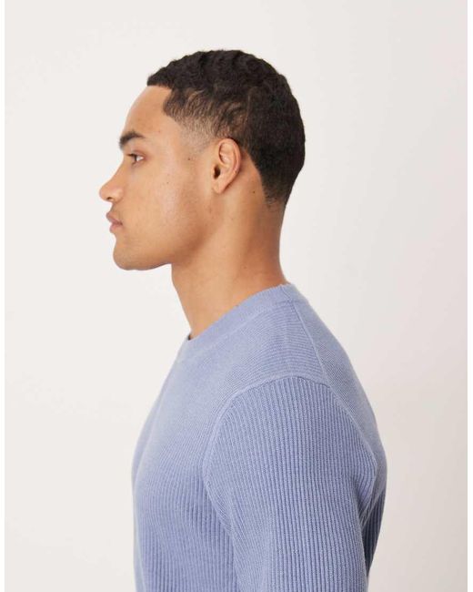 Jersey Con Cuello Redondo De Mezcla De Algodón De Mango de hombre de color Blue