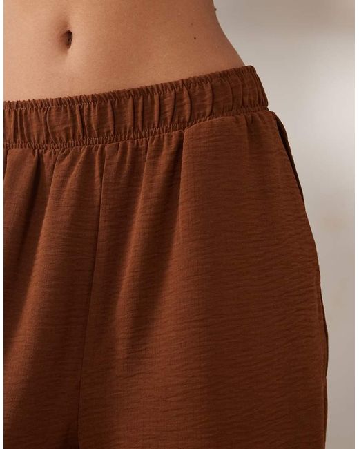 Vila Brown Wide Leg Textured Trousers Co-ord