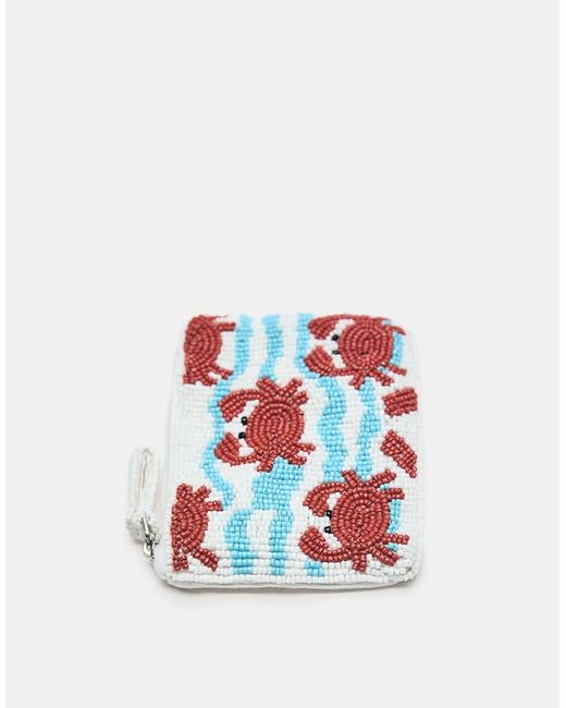Pull&Bear White Beaded Zip Wallet