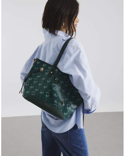River Island Green Geometric Side Tie Shopper Bag