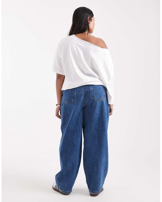Vero Moda Blue Billie High Rise Barrel Leg Jeans