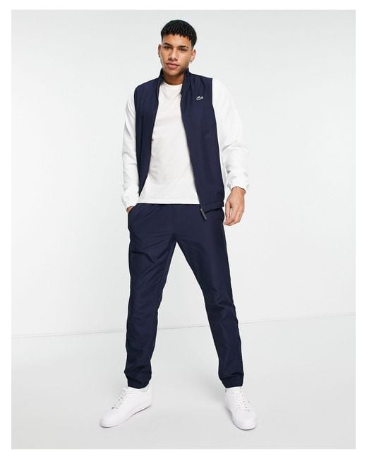 Lacoste Blue Tracksuit With Taped Logo Detail for men