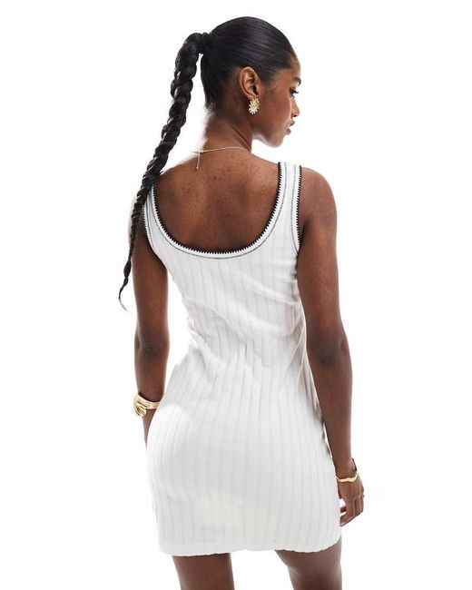 Miss Selfridge White Contrast Seam Pocket Detail Mini Dress