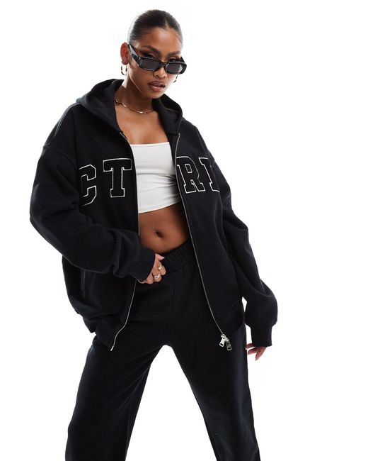 The Couture Club Black Co-ord Logo Zip Up Hoodie