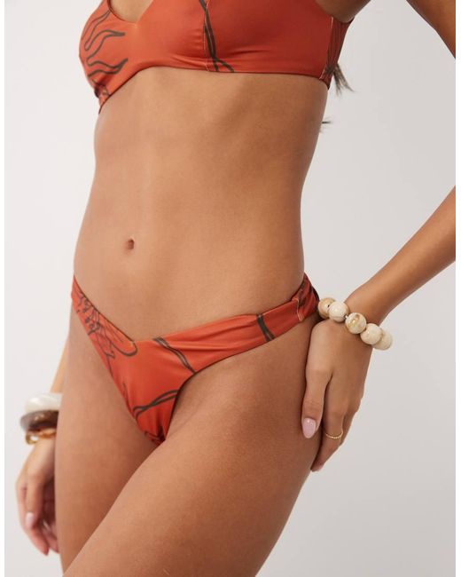 ASOS Brown Brogan V Front Cheeky Bikini Bottom
